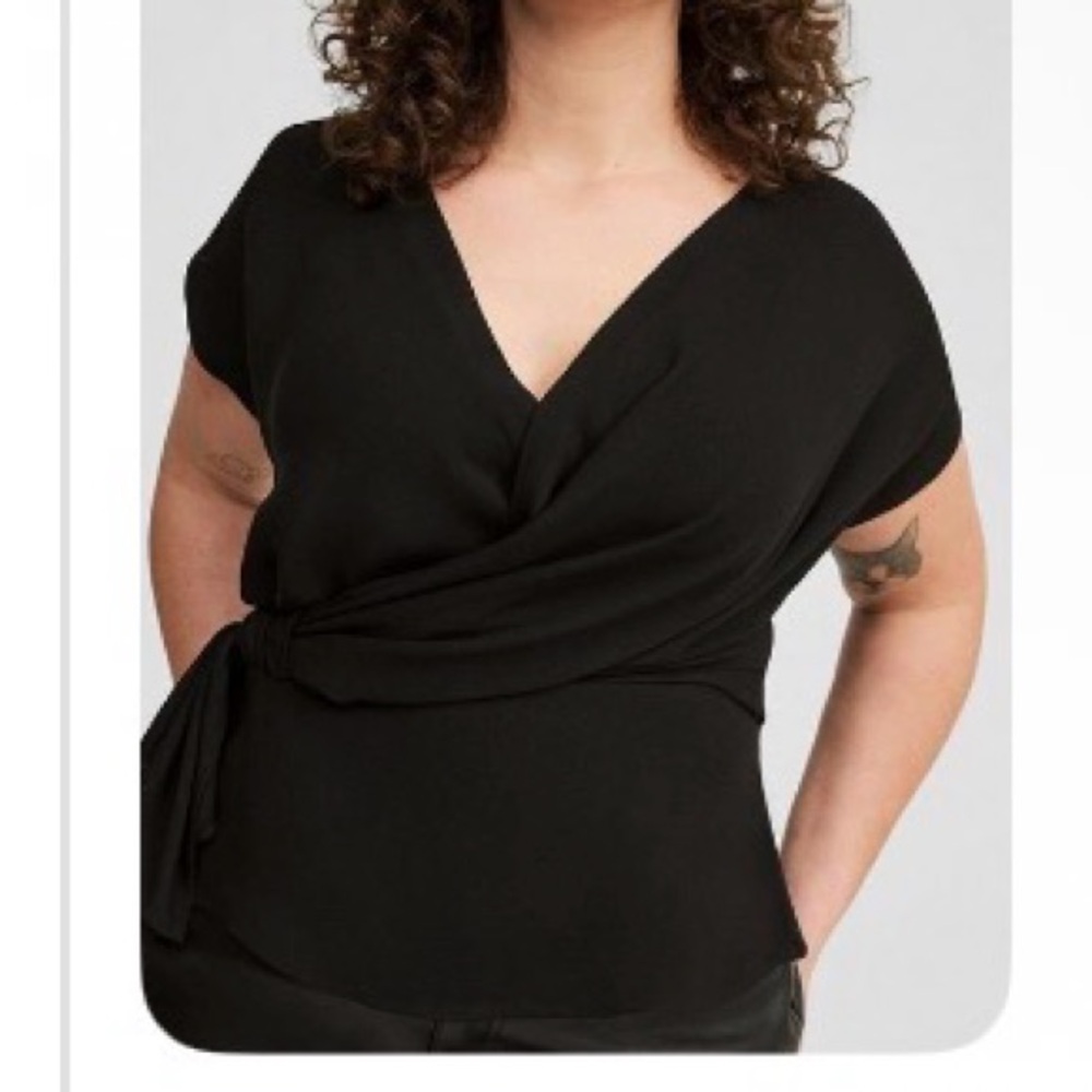 Torrid Black Wrap Front Blouse